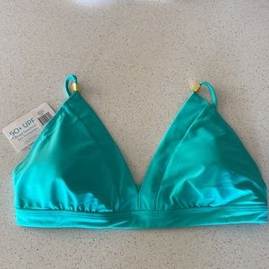Cabana Life Sun UV Protection Aqua Bikini Top XL NWT 50+ Gold Padded